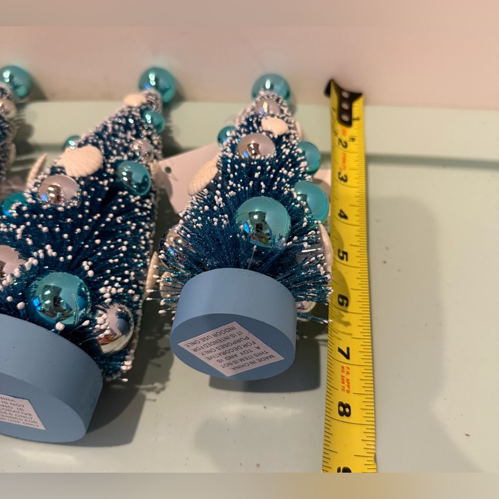 Pretty Blue, Silver, and Seashells Holiday Trees- Set of 3- NIB - Picture 6 of 7